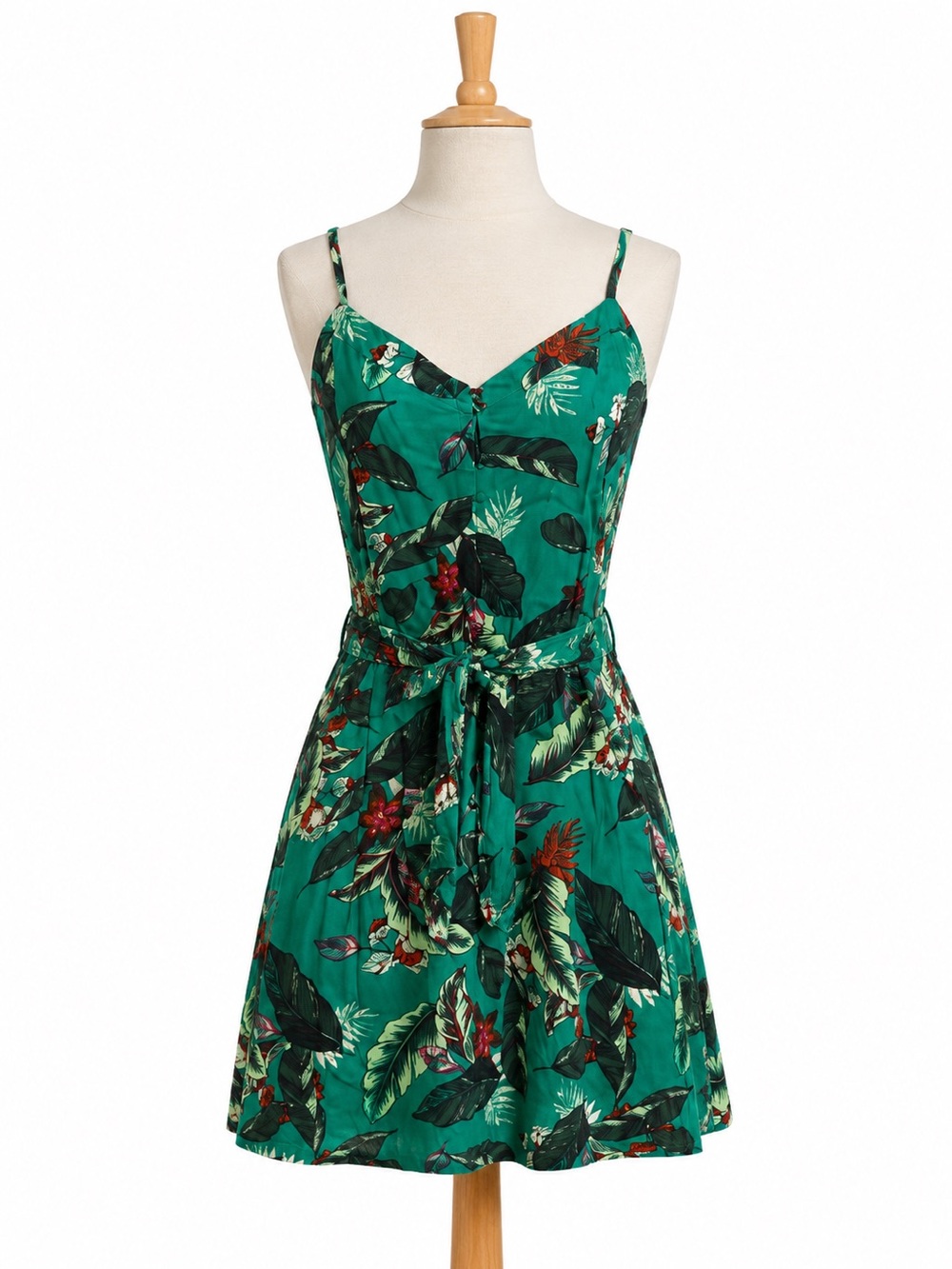 Xhilaration Tropical Print Tie-Waist Dress Size Medium